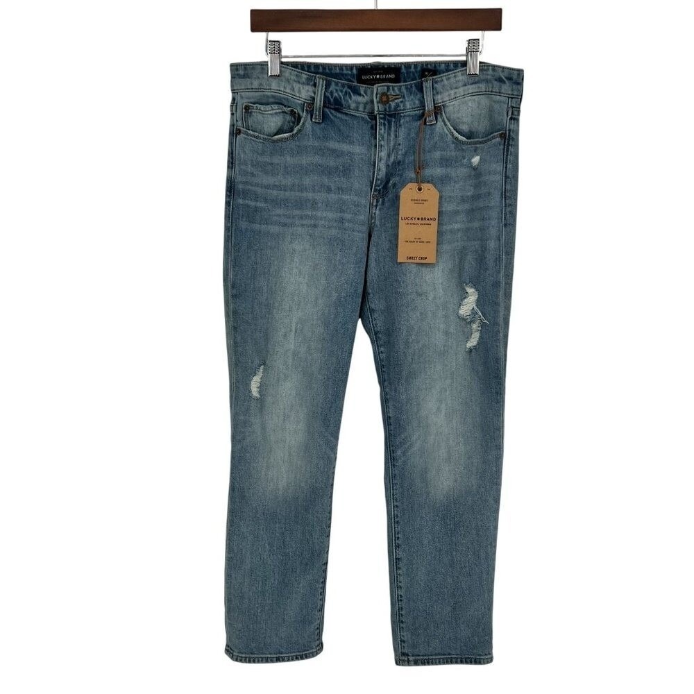Lucky Brand Womens Sweet Crop Straight Leg Jeans Size 10 Light Blue Mid Rise